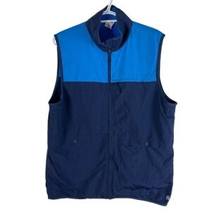 Bonobos Mens Fielder Reversible Fleece Vest Medium Blue Colorblock Full‎ Zip